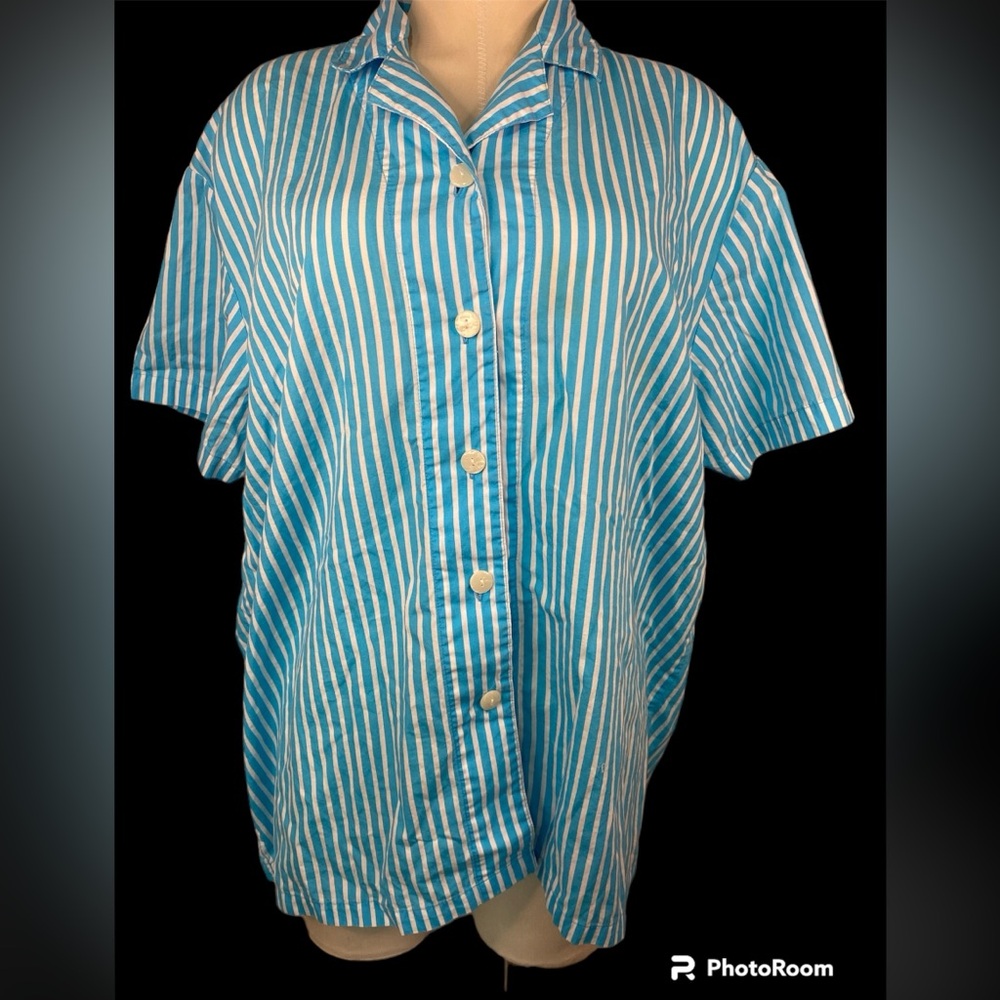 Allison Rhea Short Sleeve Button Up Blouse Women’s XL